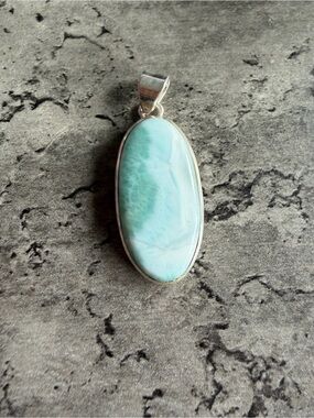 Sterling Silver Larimar Oval Pendant